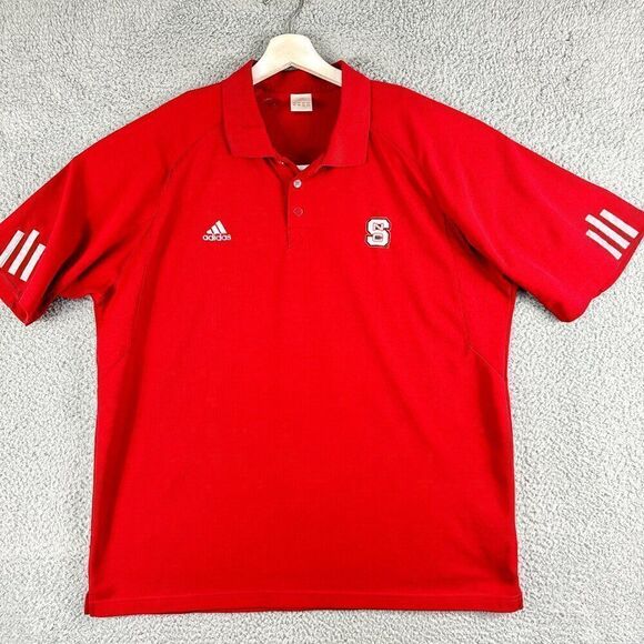 Adidas NC State Wolfpack Shirt Mens Extra Large Red Golf Polo Golfer Office Hike - Picture 1 of 12